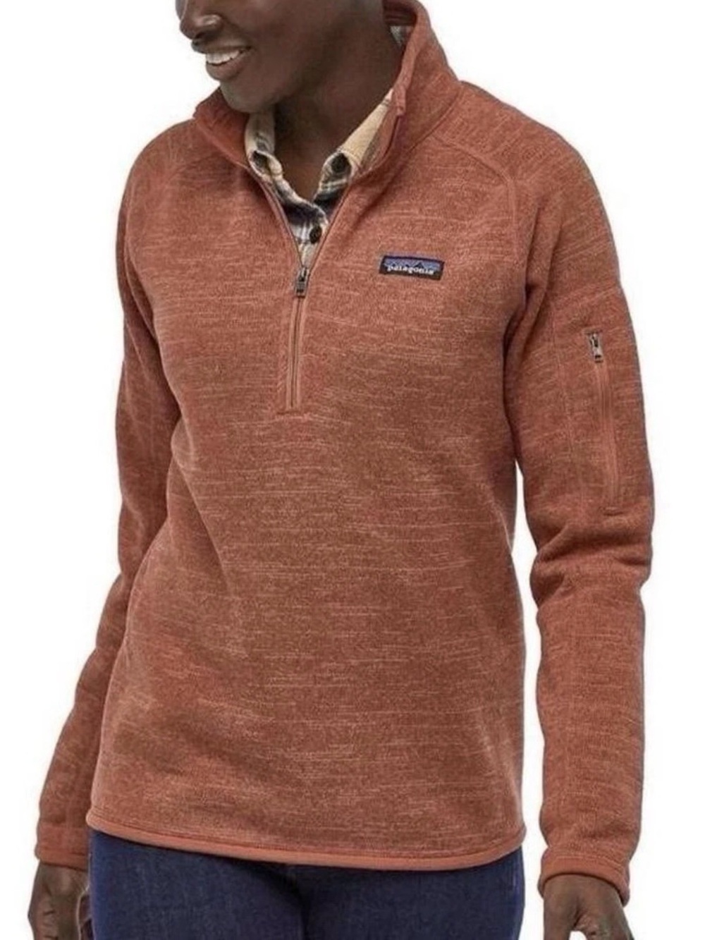 Patagonia Women's Burnt Orange Half‑Zip Cowl Sweater